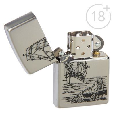 Зажигалка ZIPPO 205 Mermaid с покрытием Satin Chrome