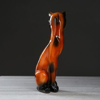 Копилка "Кошка Сиамская", глазурь, коричневая, 42 см