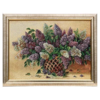M019-30х40 Картина из гобелена "Сирень в плетеной вазе"(35х45)