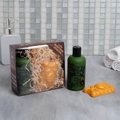 Набор "Лучшему во всем" гель для душа фляга 250 мл аромат мята и цитрус, мыло-танк 50 г