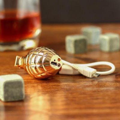 Зажигалка электронная "Граната", USB, спираль, золотая, 3х4х6 см