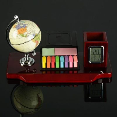 Набор настольный 3в1 (блок д/бумаг, карандашница с часами, глобус, калькулятор), микс