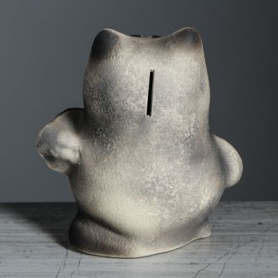 Копилка "Кот с птицей", под шамот, чёрный, 19,5 см, микс