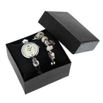 Подарочный набор 2 в 1 "Агетти": наручные часы d=2.7 см, микс, браслет