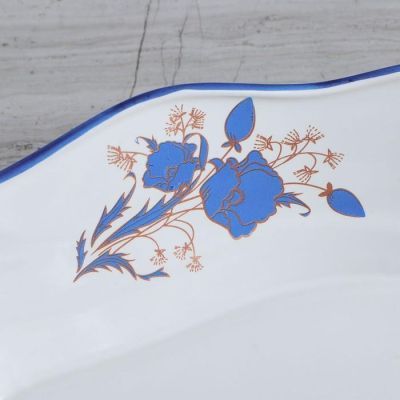 Блюдо для подачи "Цветы", белое, 0.9 л, деколь микс