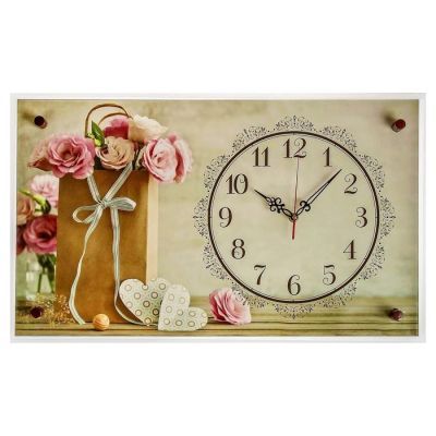 Часы настенные, серия: Цветы, "Цветочки в пакетике", микс 36х60 см
