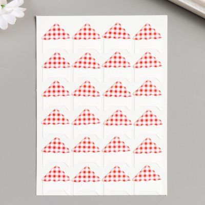 Набор уголков с кармашком для фотографий 24 уголка "Клеточка и полоски" МИКС 12,7х9,5 см