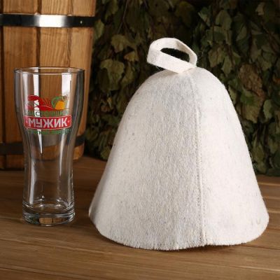 Набор банный бокал + шапка, МИКС