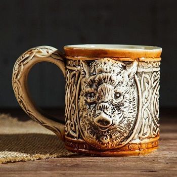 Кружка керамическая "Голова кабана" (500 мл)