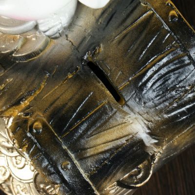 Копилка "Мышка с бочкой" белая 14х19см