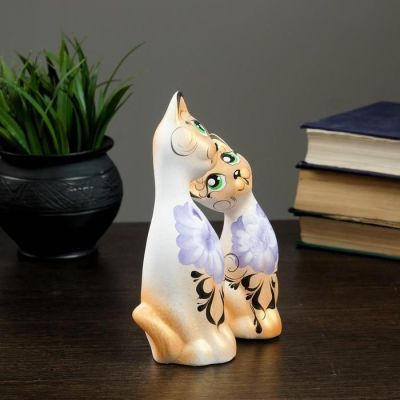 Фигура "Love Коты ушастые" 7×13×17см белые/золото (набор 2 шт)