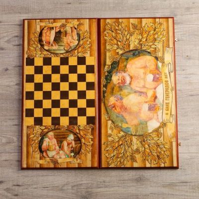 Настольная игра 2 в 1 "В бане генералов нет": шашки, нарды, доска 60 х 60 см