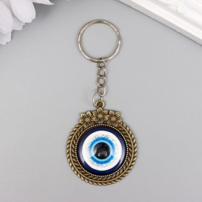 Брелок металл глазки "Круг с цветочками" под бронзу 4х3,6 см