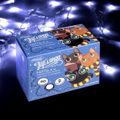 Гирлянда «Нить» 4 м, IP20, прозрачная нить, 40 LED, свечение белое, 2 режима, AAх3