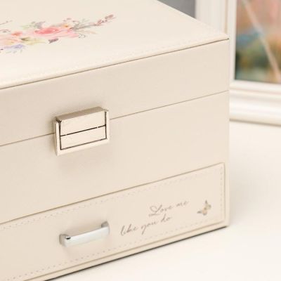 Шкатулка кожзам для украшений "Букет акварельный" 14,5х15,5х22,5 см