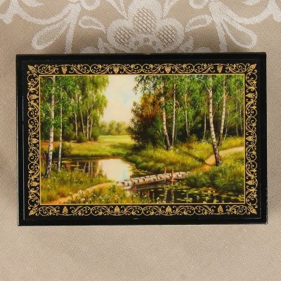 Шкатулка «Мостик через ручей», 11×16 см, лаковая миниатюра