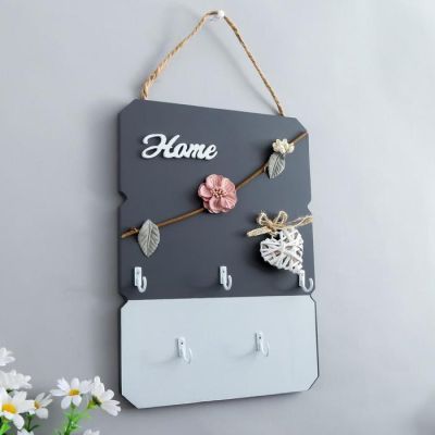 Крючки декоративные дерево "Плетённое сердце и цветы" 27х20х3 см