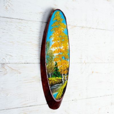 Панно на спиле "Осень", 27-31 см, каменная крошка, вертикальное