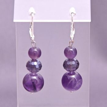 Серьги  Аметист, хрусталь"Дарина" арт.с1751