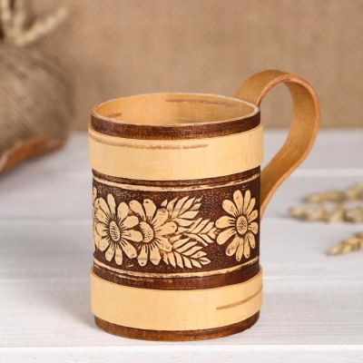 Кружечка "Ромашки" 150 мл, береста, микс