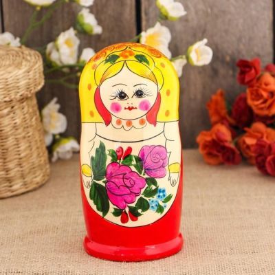 Матрёшка «Сударушка», жёлтый платок, 5  кукольная, 17 см, ручная работа