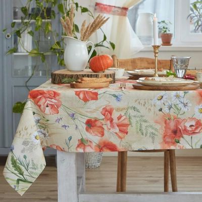 Скатерть "Этель" Маки 180х147 см, 100% хл, рогожка 160 гр/м2