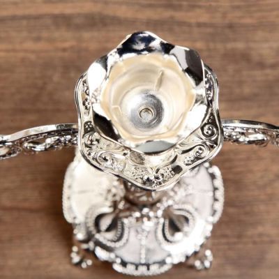 Подсвечник металл на 3 свечи "Цветочный" цвет серебро 20х23,5х7,7 см