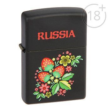 Зажигалка ZIPPO 218 RUSSIAN KHOKHLOMA с покрытием Black Matte