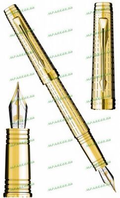 Перьевая ручка Parker Premier DeLuxe, цвет: Chiselling GT, перо: M (золото 18К) (арт-F562)