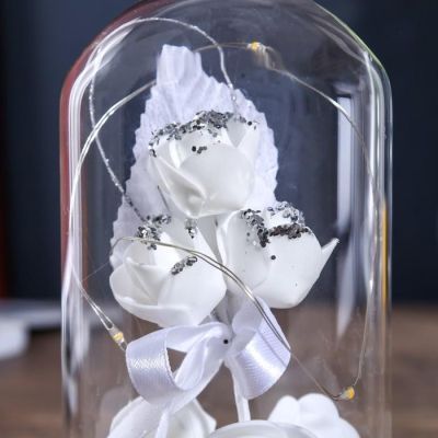 Ночник "Роза малая белая" LED 3ААА 9,5х9,5х14 см