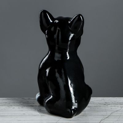 Копилка "Французский бульдог", глянец, чёрный цвет, 19 см