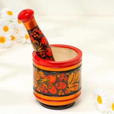 Набор «Ступка с пестиком», хохлома