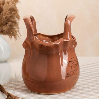 Конфетница "Сумочка", коричневая, керамика, 25 см