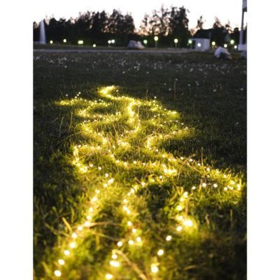 Гирлянда «Нить» 10 м роса, IP44, серебристая нить, 100 LED, свечение тёплое белое, 2 режима, солнечная батарея