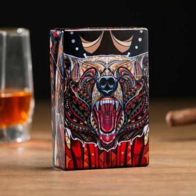 Портсигар "Медвежья Ярость", открывается от нажатия, пластик, 9,5*3*6см