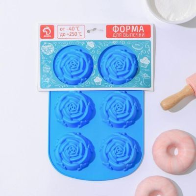Форма для выпечки Доляна «Роза», 26×17,5 см, 6 ячеек, цвет МИКС