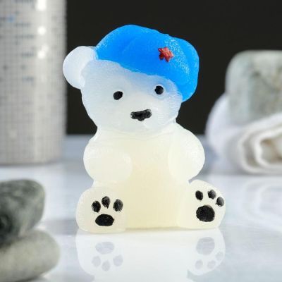 Мыло фигурное "Мишка в ушанке" светящийся, 150гр
