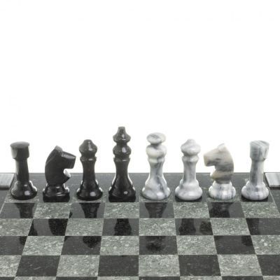 Шахматы из камня "Турнирные", доска 36х36 см (змеевик, мрамор)