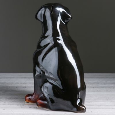 Копилка "Собака Ротвейлер", глянец, чёрный цвет, 35 см