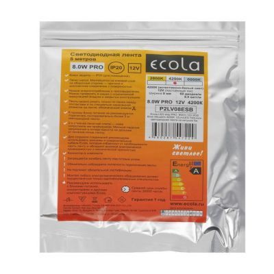 Светодиодная лента Ecola PRO 5 м, IP20, SMD2835, 60 LED/м, 8 Вт/м, 12 В, 4200К