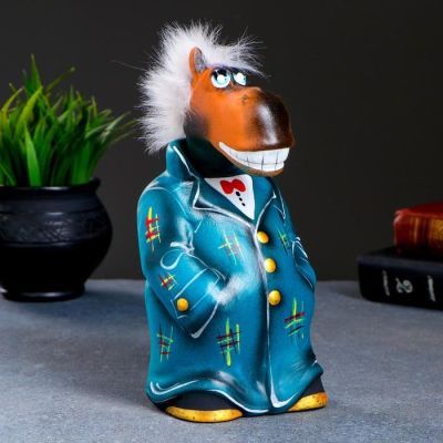 Копилка "Конь в пальто" 22см, зелён