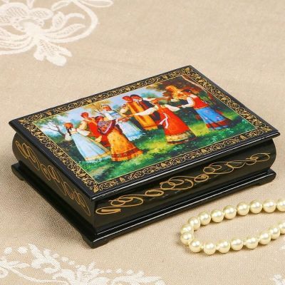 Шкатулка «Хоровод», лаковая миниатюра, 10×14 см