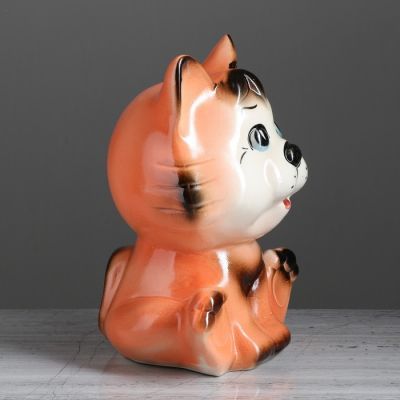 Копилка "Котик Мяв", покрытие глазурь, коричневая, 23 см, микс