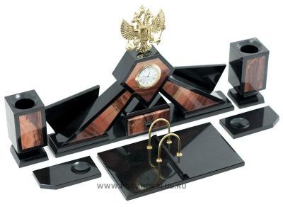 Настольный набор "Герб" камень яшма №6