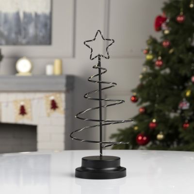 Светодиодная фигура «Ёлка чёрная» 15 × 31 × 15 см, металл, батарейки АААх3 (не в комплекте), свечение тёплое белое
