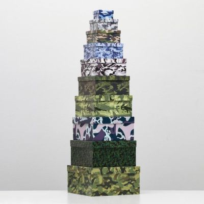 Набор коробок 10 в 1 "Милитари", 25,5 х 25,5 х 13 - 7 х 7 х 4 см