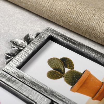 Фоторамка пластик на 3 фото 10х15 см "Фламинго" тёмное серебро 29х42 см