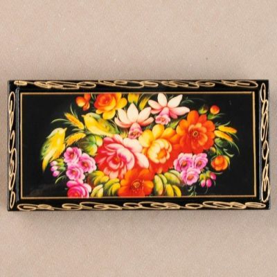 Шкатулка - купюрница «Полевые цветы», 8,5×17см, лаковая миниатюра