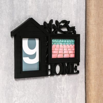 Фоторамка пластик на 2 фото 10х15 см "Дом и дерево" чёрная 26,5х34 см