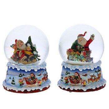 Фигурка декоративная в стеклянном шаре с музыкой "Санта" № 45 (14 см)